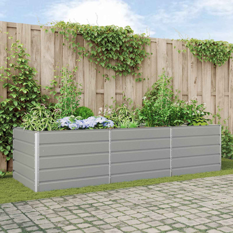 Vidaxl jardinière gris clair 195 x 100 x 45 cm acier galvanisé