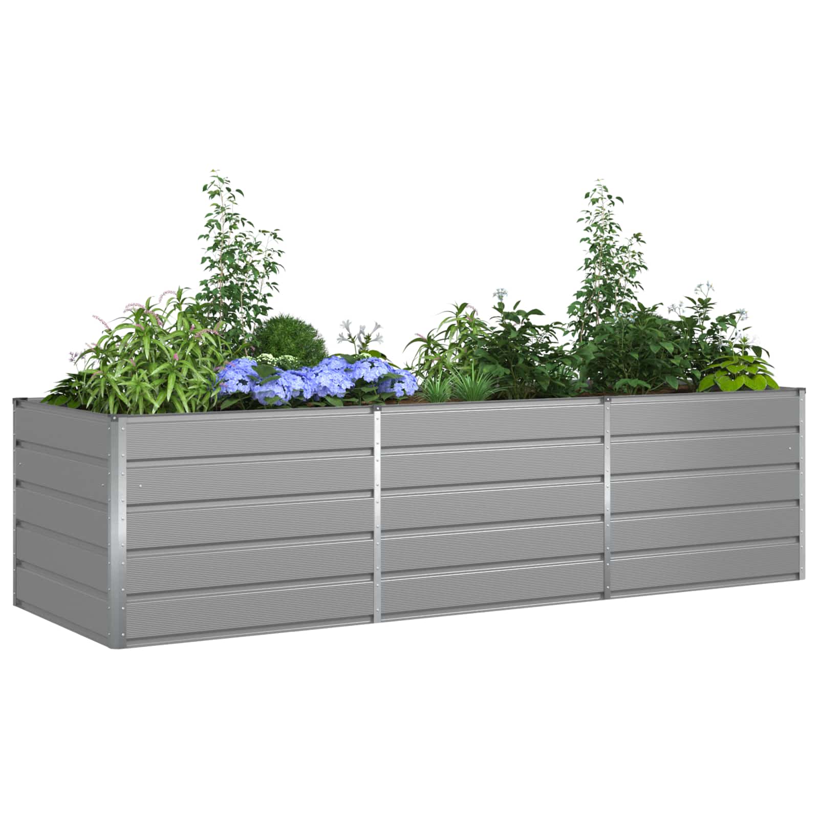 Vidaxl jardinière gris clair 195 x 100 x 45 cm acier galvanisé