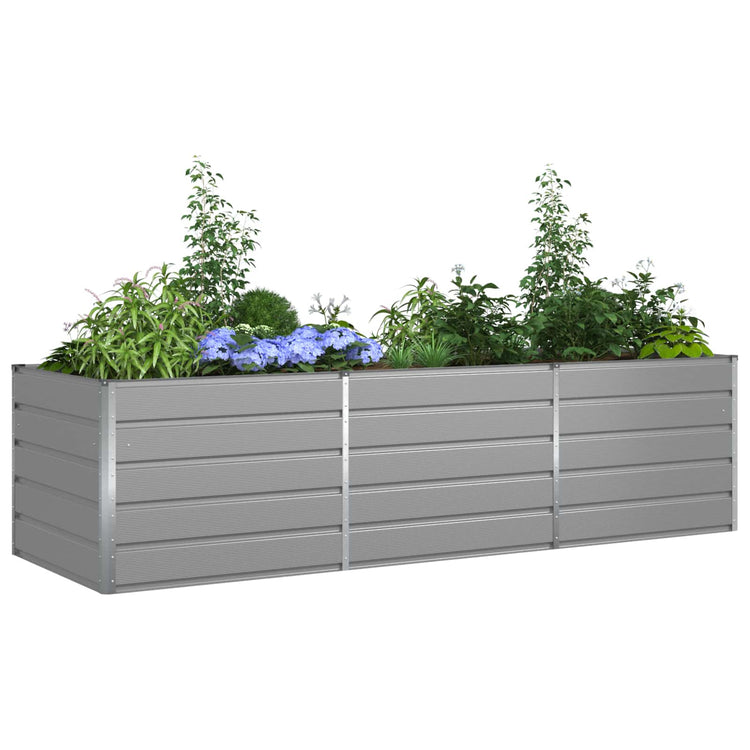 Vidaxl jardinière gris clair 195 x 100 x 45 cm acier galvanisé