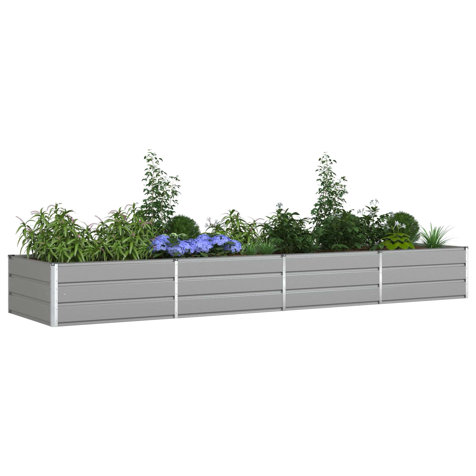 Vidaxl jardinière gris clair 195 x 100 x 45 cm acier galvanisé