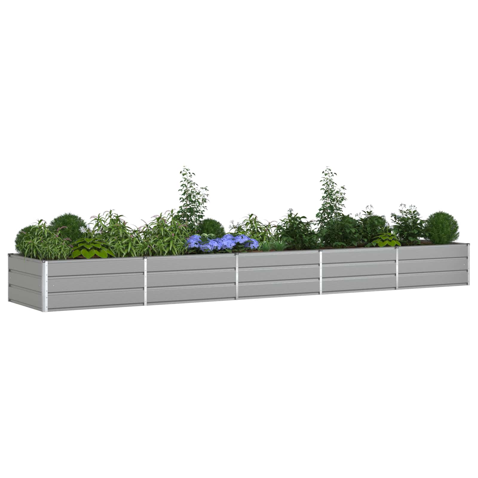 Vidaxl jardinière gris clair 195 x 100 x 45 cm acier galvanisé