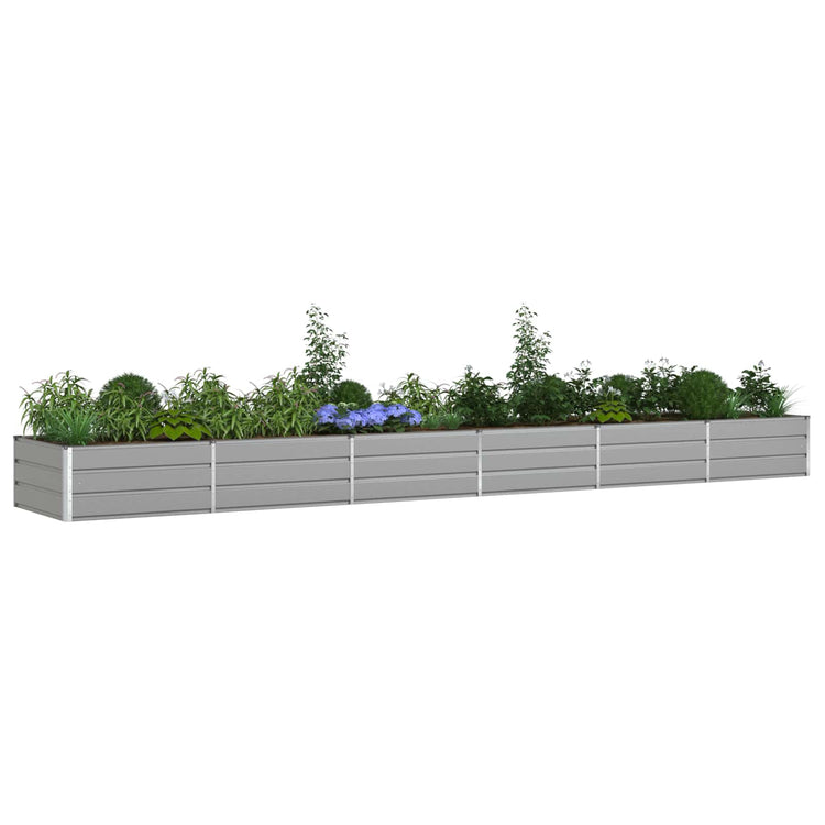 Vidaxl jardinière gris clair 195 x 100 x 45 cm acier galvanisé