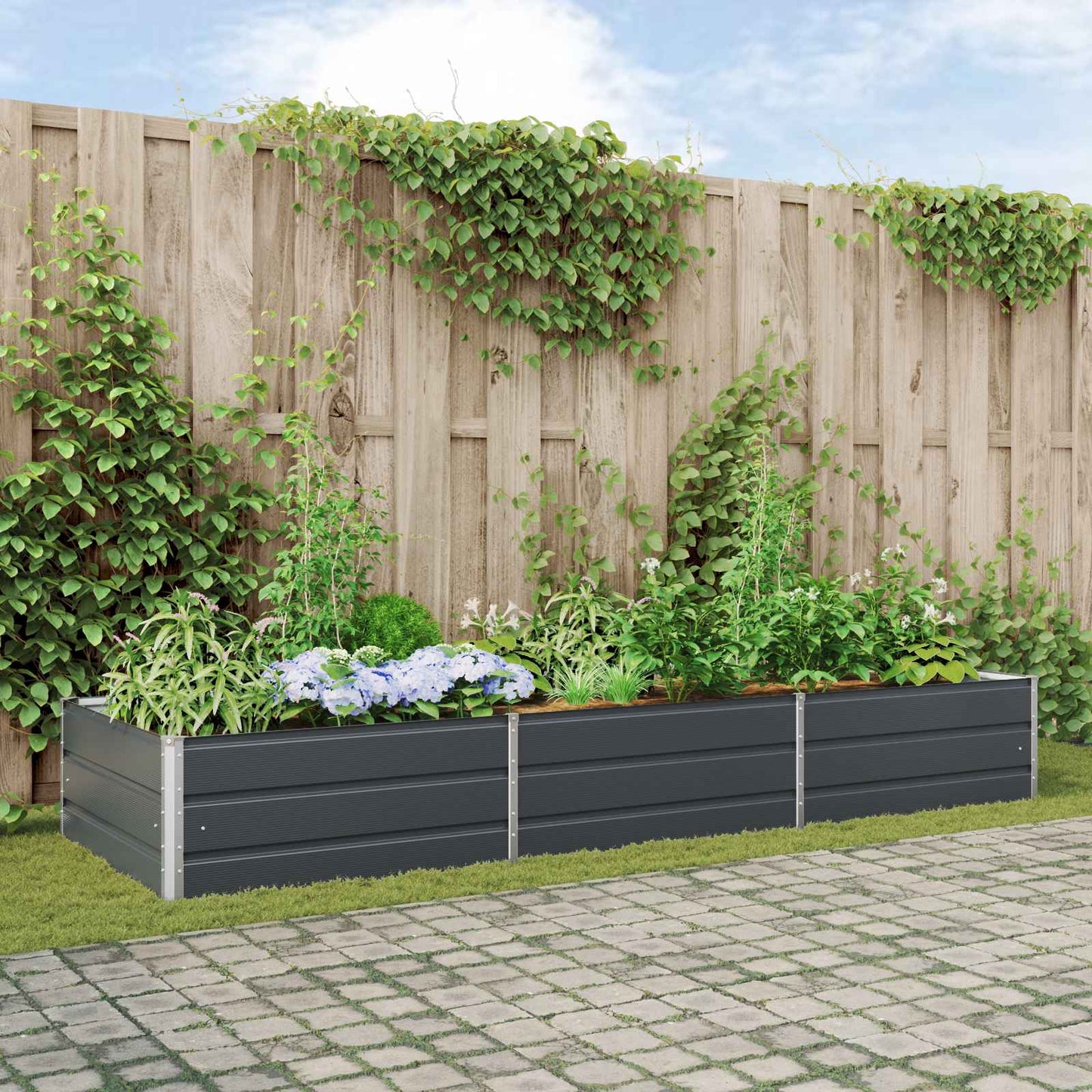 Vidaxx jardinière anthracite 195 x 100 x 45 cm acier galvanisé