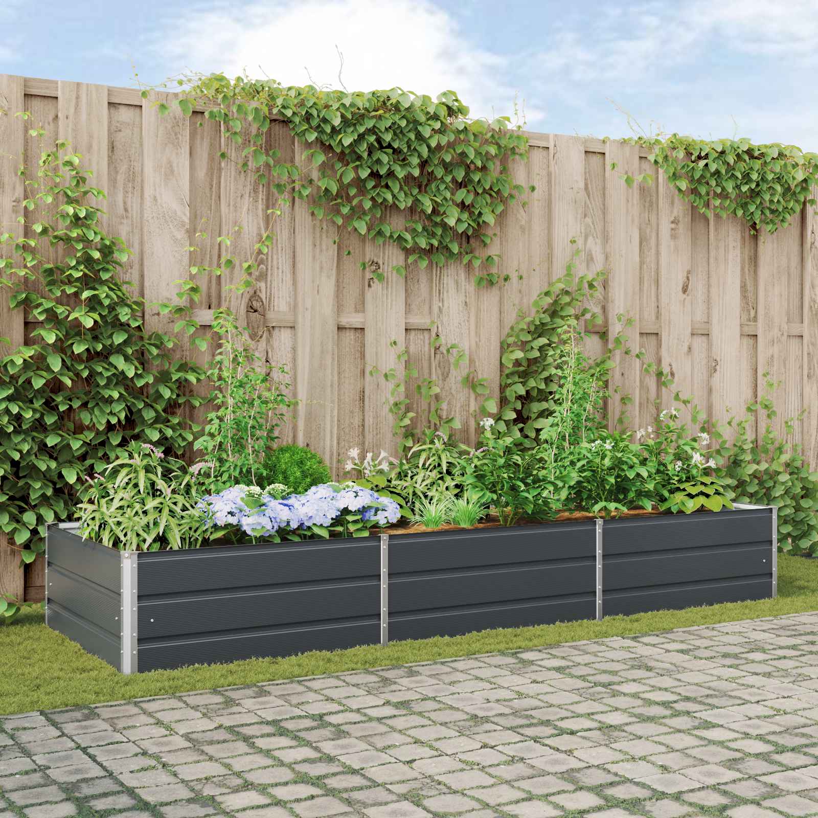Vidaxx jardinière anthracite 195 x 100 x 45 cm acier galvanisé