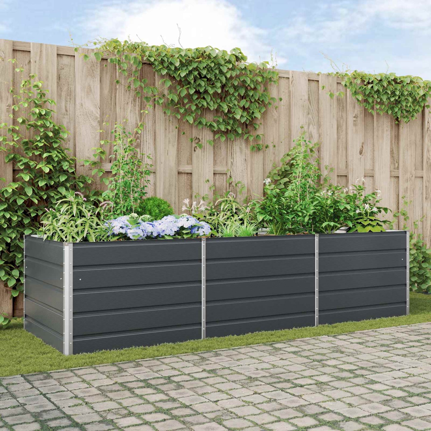 Vidaxx jardinière anthracite 195 x 100 x 45 cm acier galvanisé