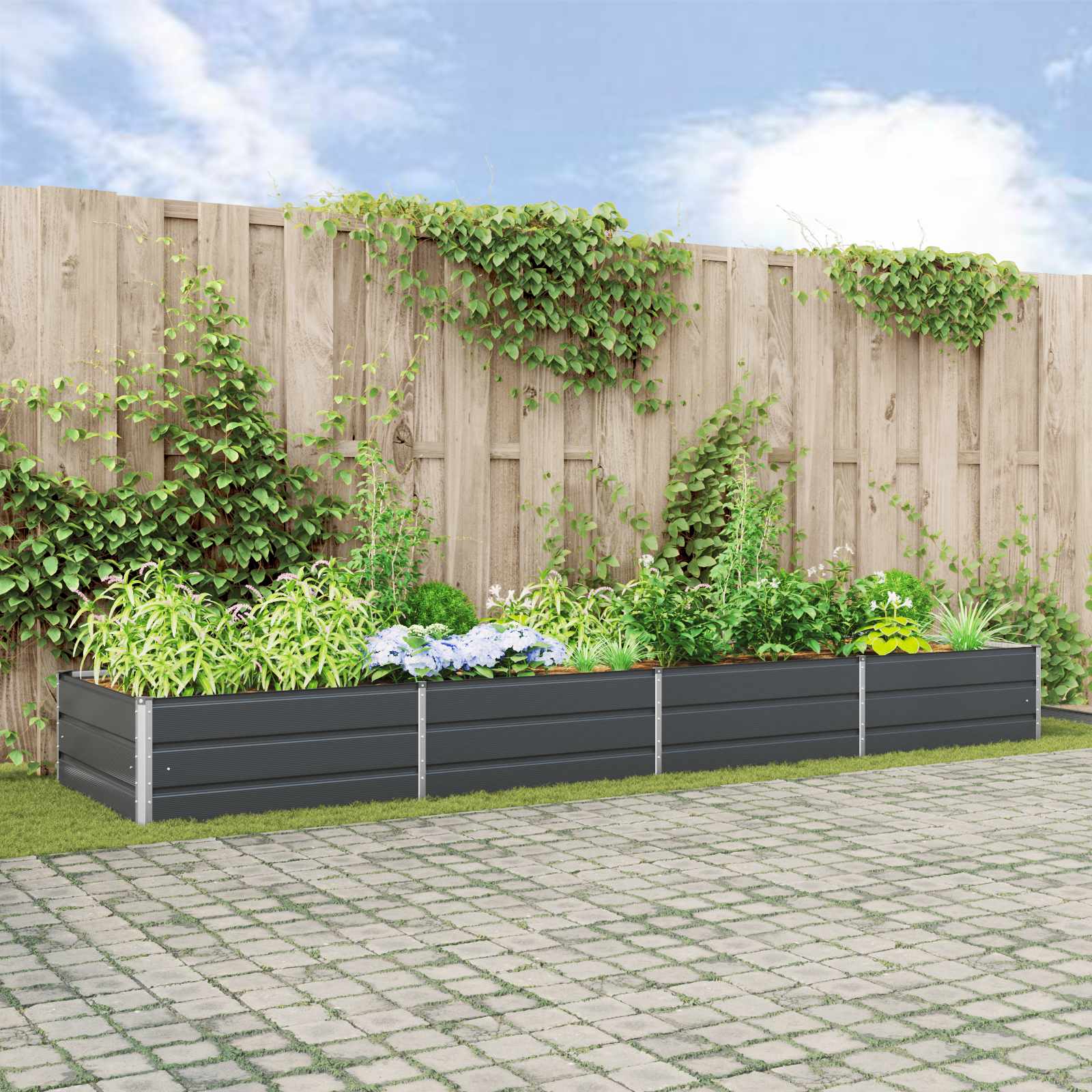 Vidaxx jardinière anthracite 195 x 100 x 45 cm acier galvanisé