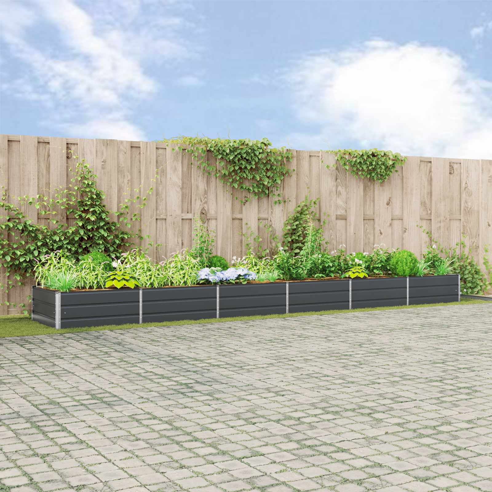 Vidaxx jardinière anthracite 195 x 100 x 45 cm acier galvanisé