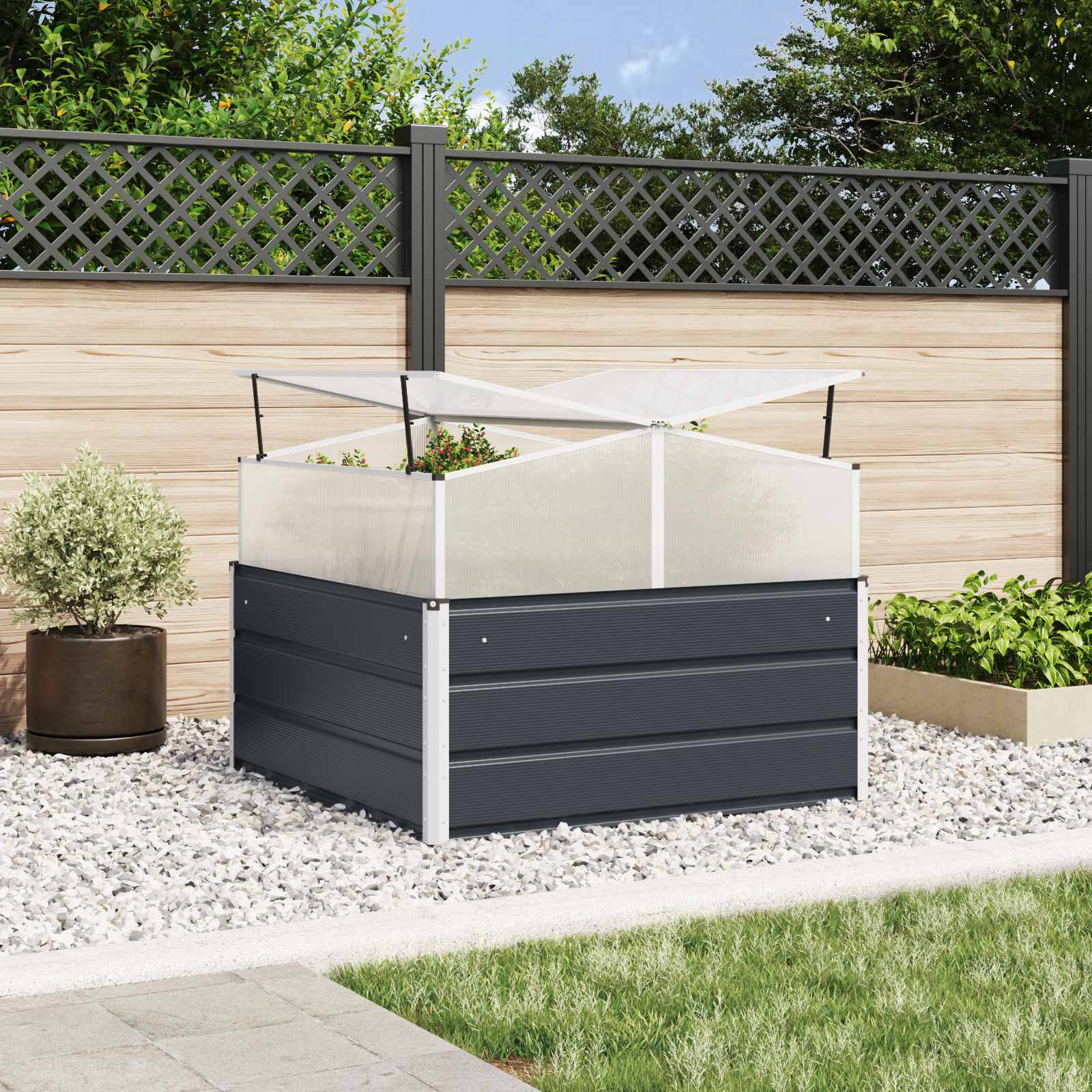 Vidaxl jardinière anthracite 100 x 100 x 77 cm acier galvanisé