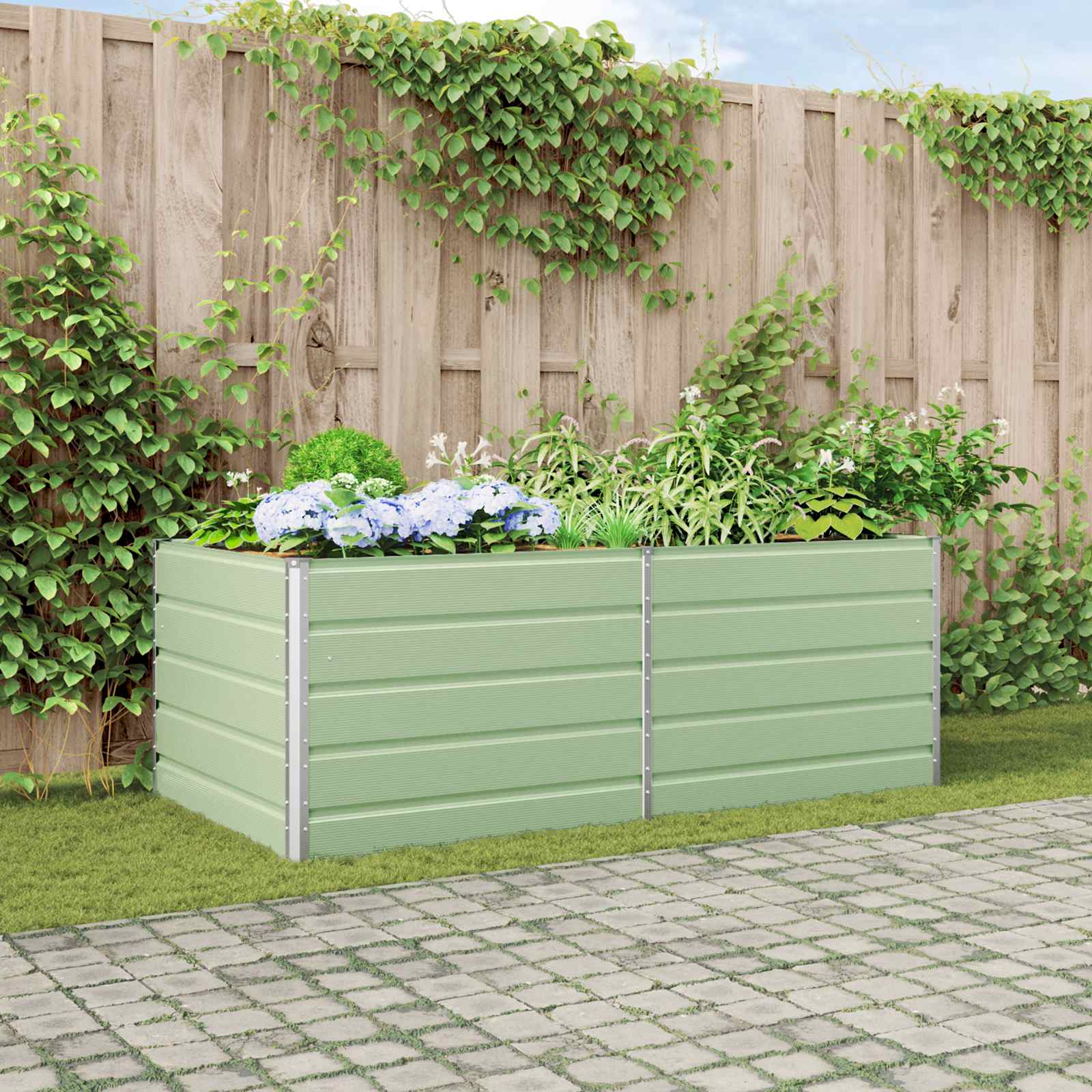 Vidaxx jardinière vert pastel 195 x 100 x 45 cm acier galvanisé