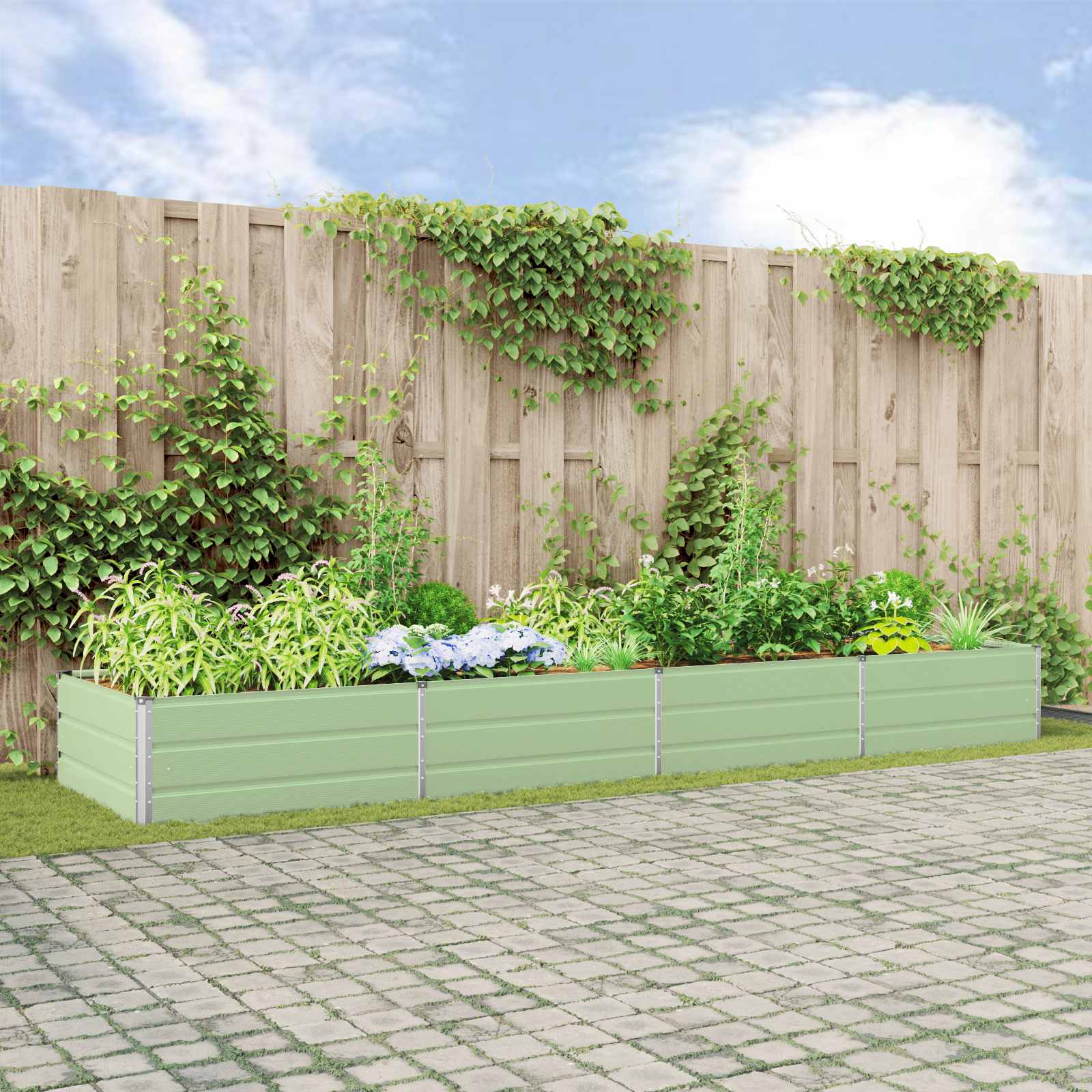 Vidaxx jardinière vert pastel 195 x 100 x 45 cm acier galvanisé