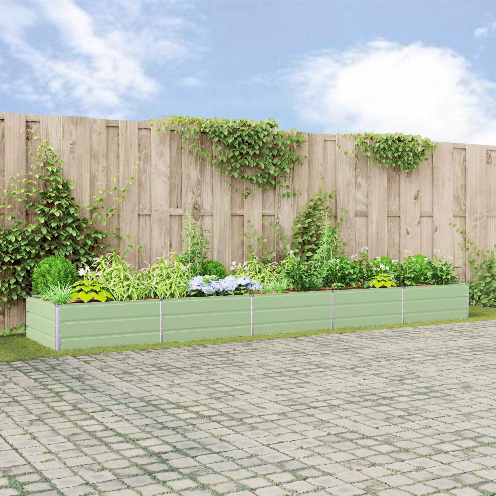 Vidaxx jardinière vert pastel 195 x 100 x 45 cm acier galvanisé