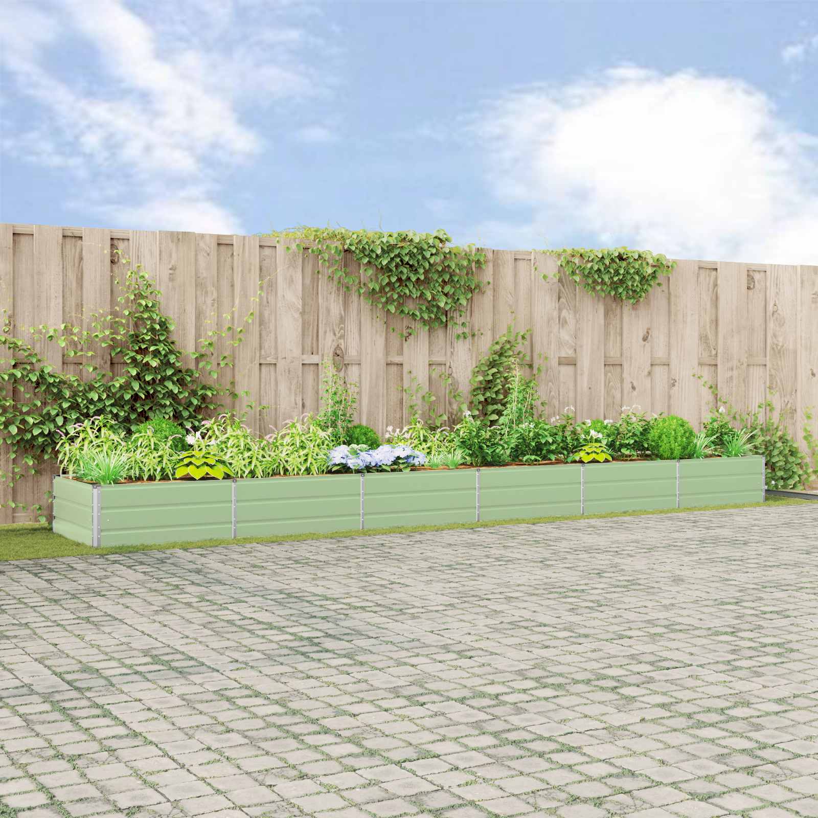 Vidaxx jardinière vert pastel 195 x 100 x 45 cm acier galvanisé
