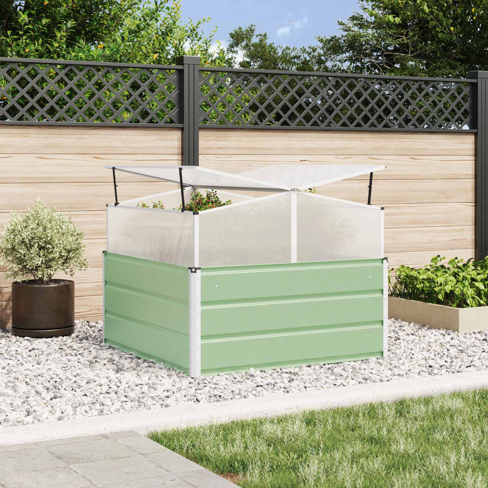 Vidaxx jardinière vert pastel 100 x 100 x 77 cm acier galvanisé