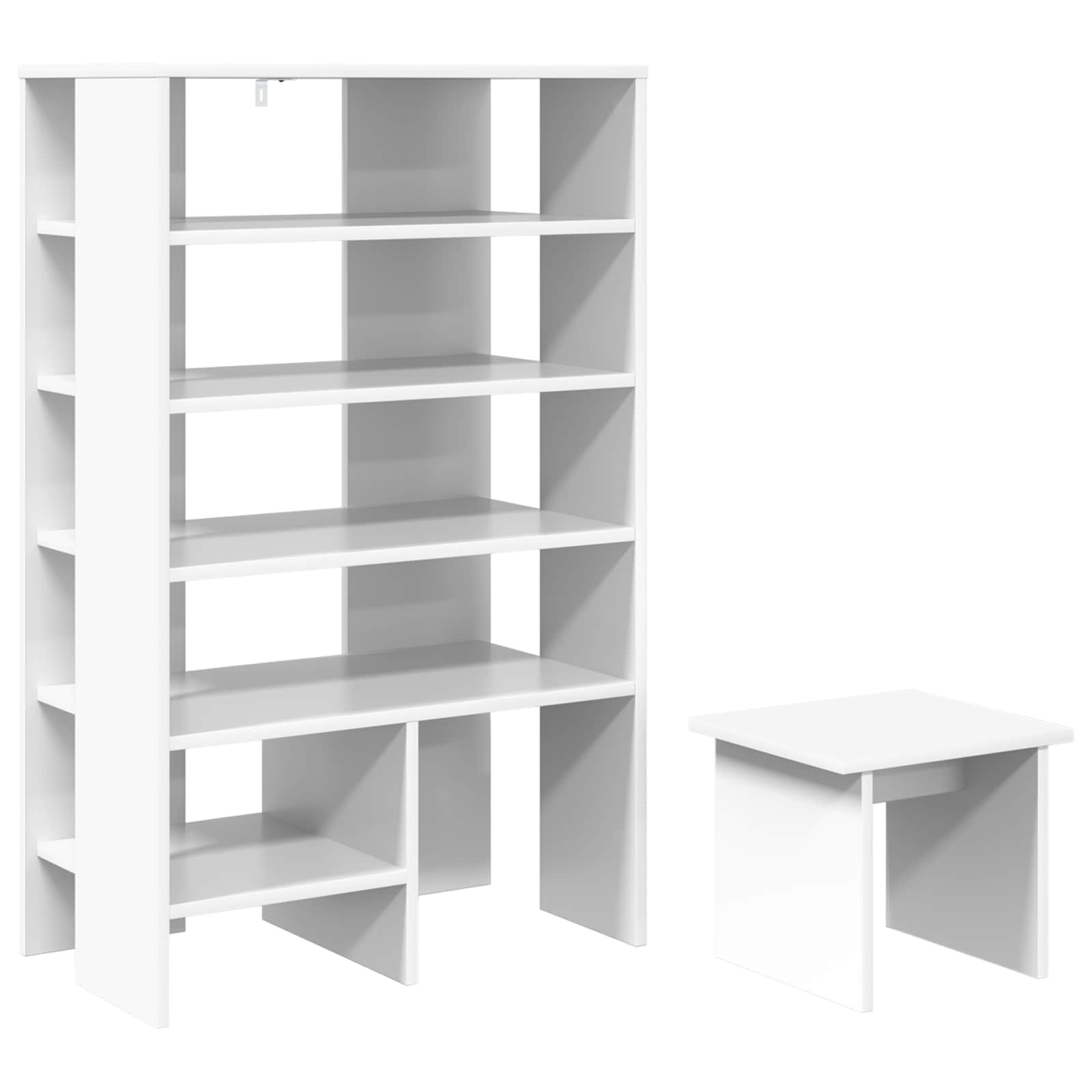VidaXL armoire à chaussures avec étagère avec rangement 2 pcs bois d'ingénierie blanc