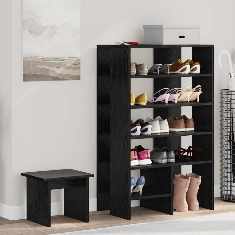 VidaXL armoire à chaussures avec étagère 2 pcs bois fini chêne noir