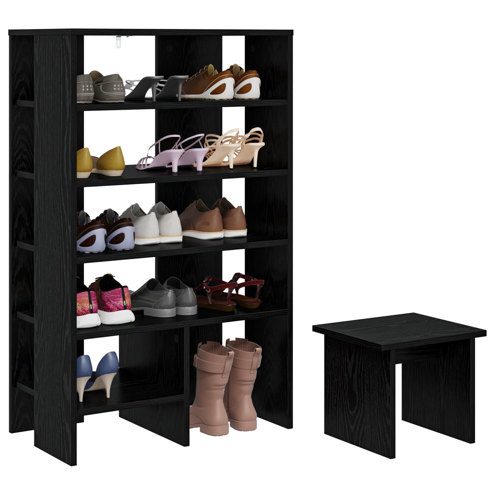 VidaXL armoire à chaussures avec étagère 2 pcs bois fini chêne noir