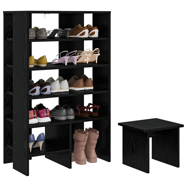 VidaXL armoire à chaussures avec étagère 2 pcs bois fini chêne noir