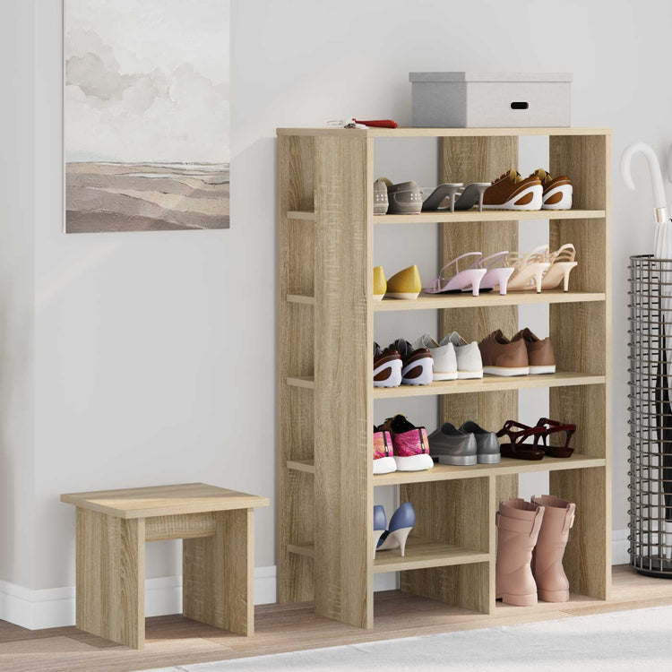 VidaXL armoire à chaussures avec étagère 2 pcs bois fini chêne sonoma