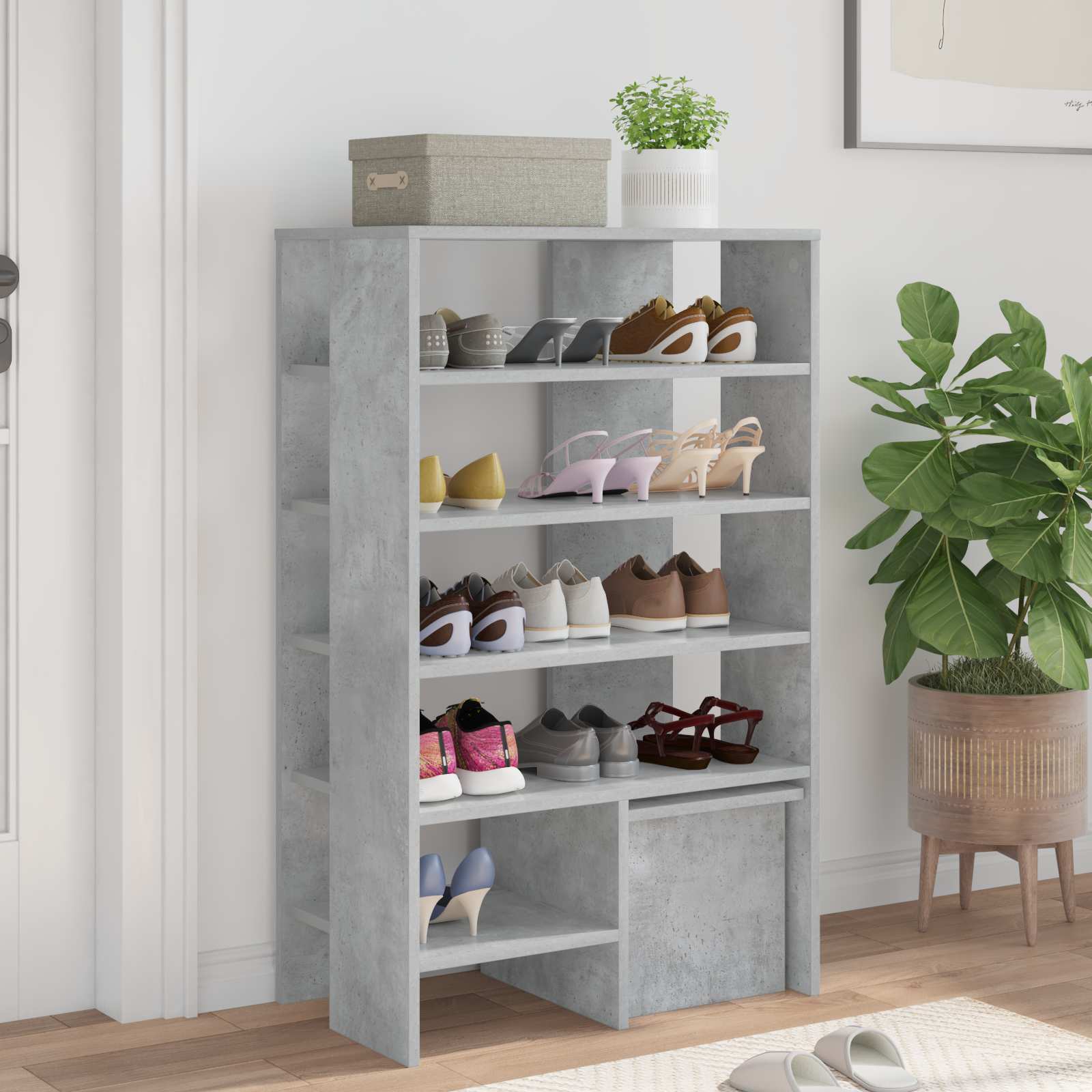 VidaXL armoire à chaussures avec étagère 2 pcs bois fini gris béton