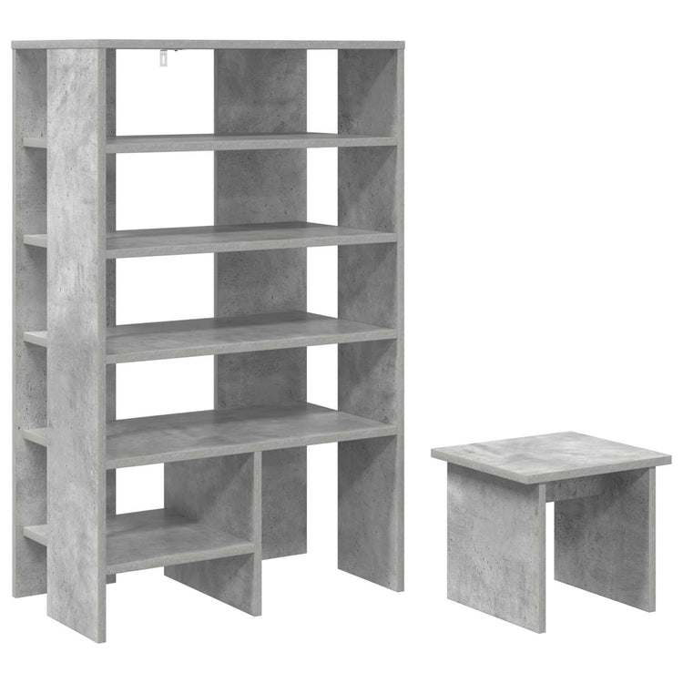 VidaXL armoire à chaussures avec étagère 2 pcs bois fini gris béton