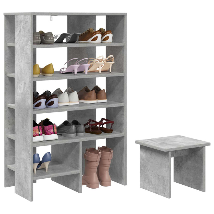 VidaXL armoire à chaussures avec étagère 2 pcs bois fini gris béton