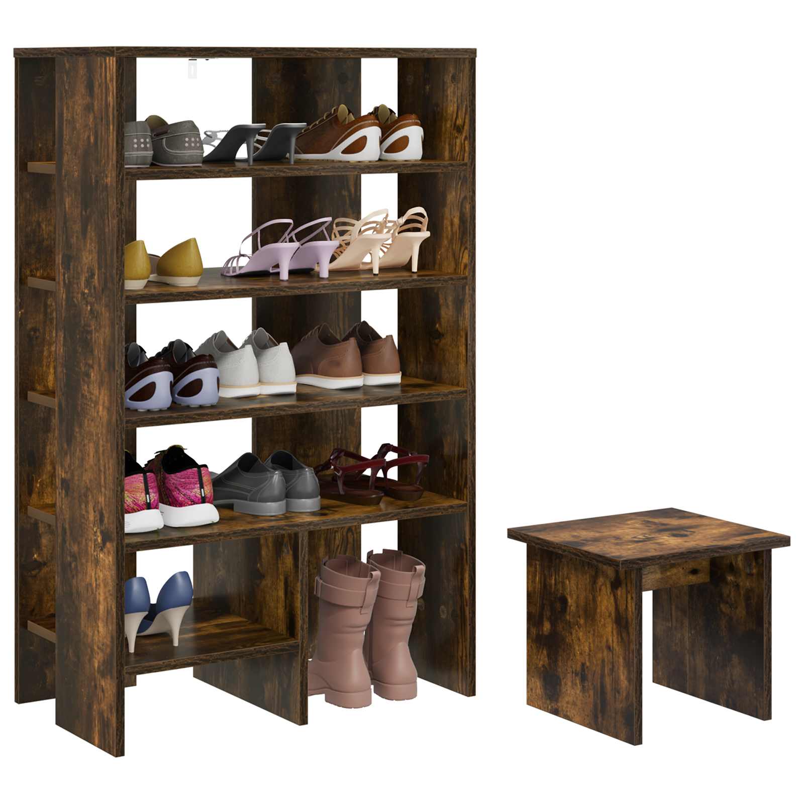 VidaXL armoire à chaussures avec étagère 2 pcs bois fini chêne fumé