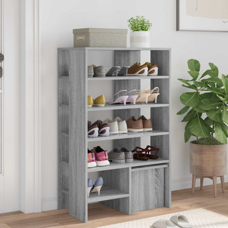Vidaxl armoire à chaussures avec étagère 2 pcs bois fini sonoma gris