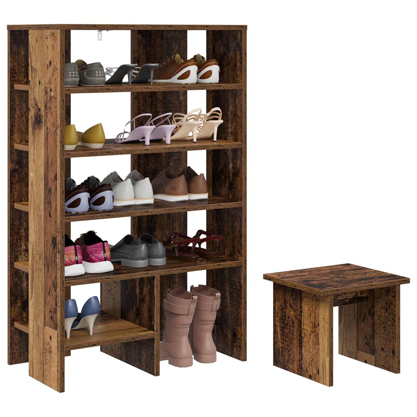 VidaXL armoire à chaussures avec étagère avec rangement 2 pcs vieux bois transformé