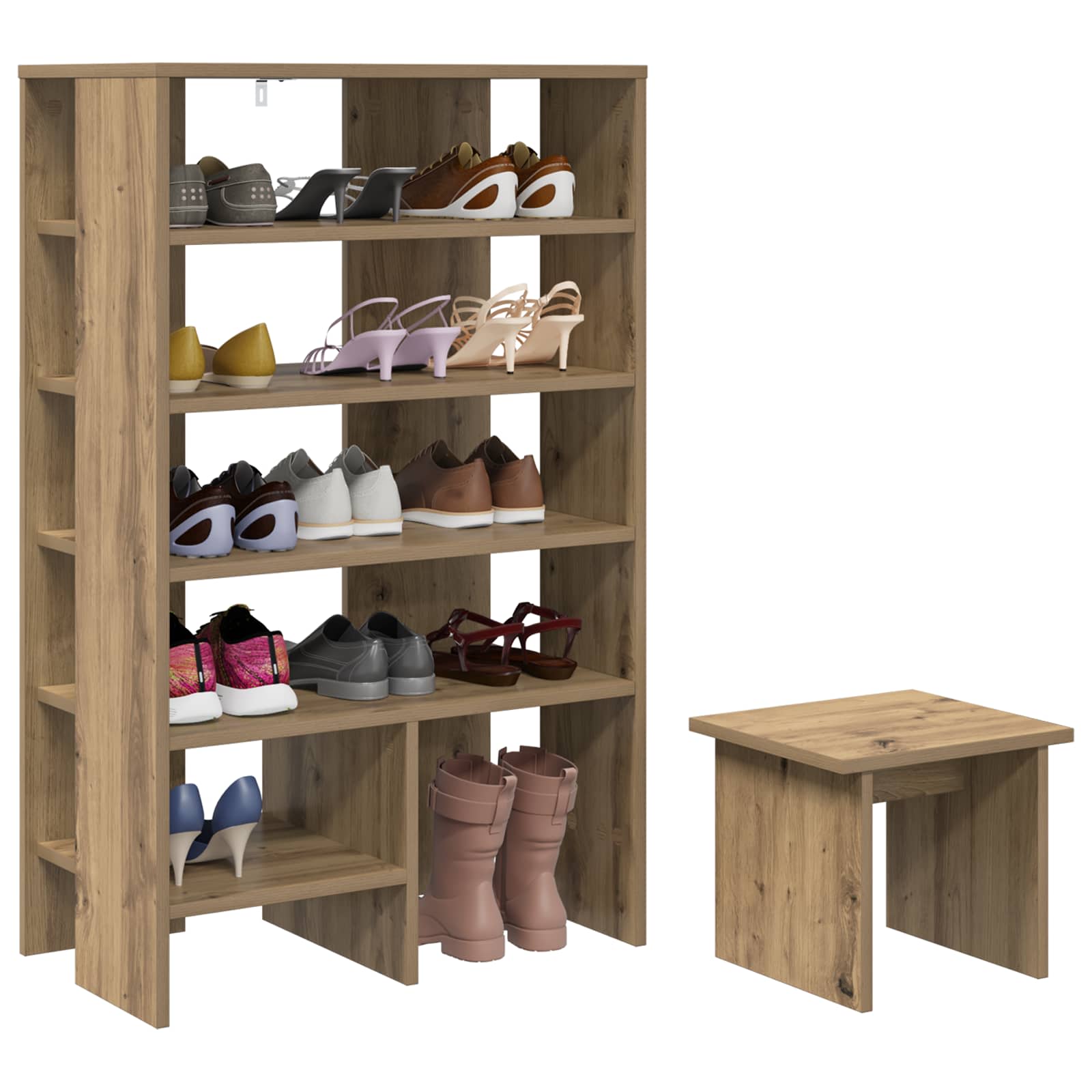VidaXL armoire à chaussures avec étagère 2 pcs bois finition chêne artisanal