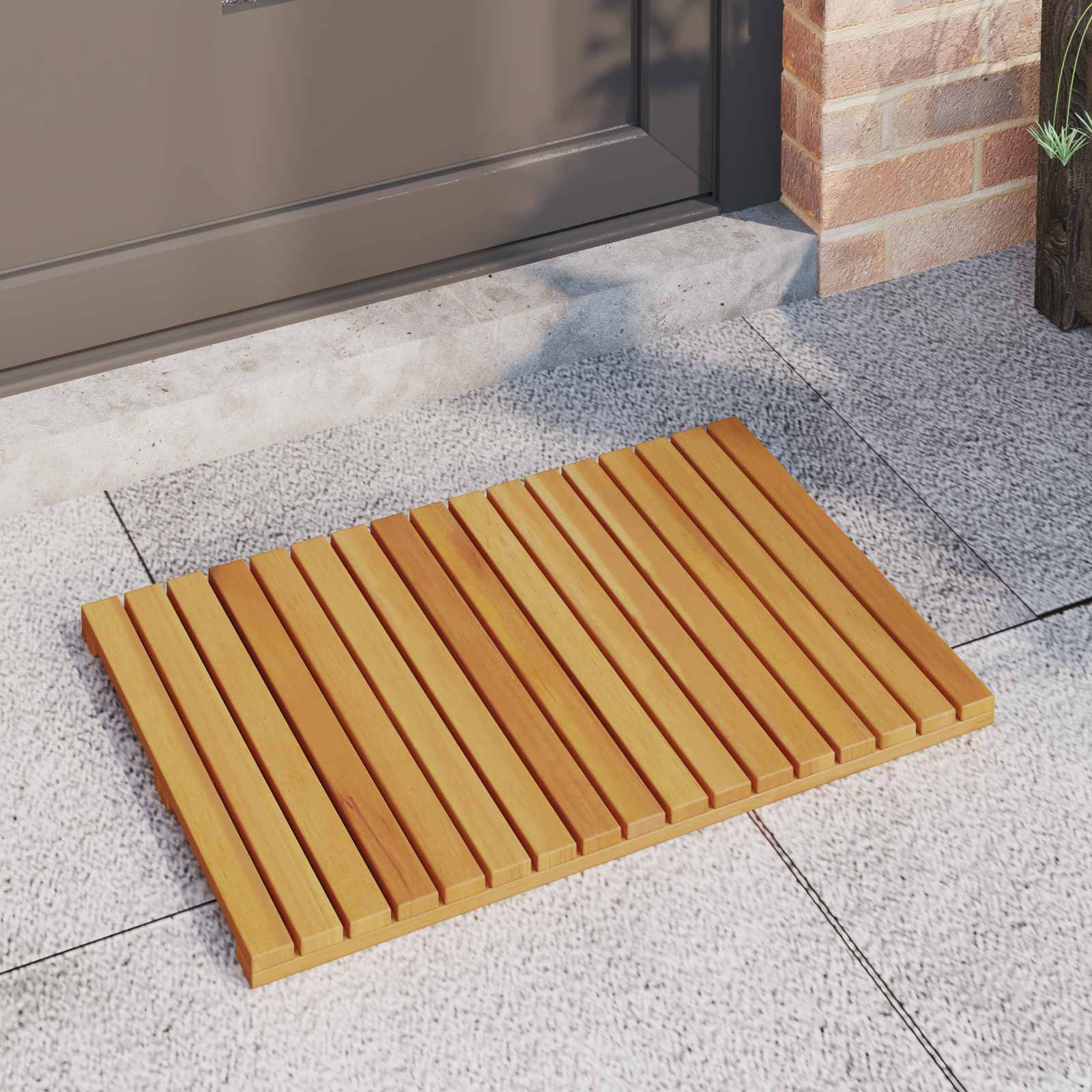 Vidaxxl tapis de bain uni marron 60 x 40 cm bois