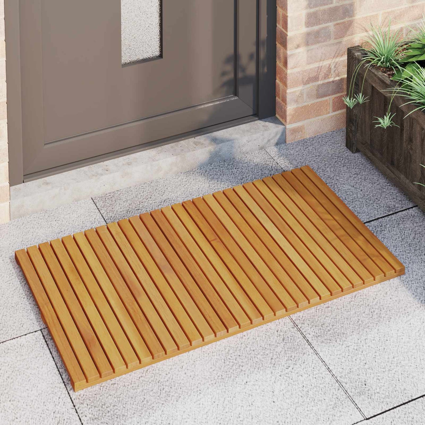 Vidaxxl tapis de bain uni marron 100 x 55 cm bois