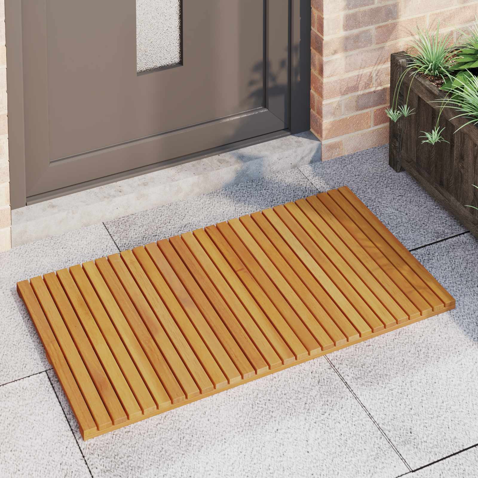 Vidaxxl tapis de bain uni marron 100 x 55 cm bois
