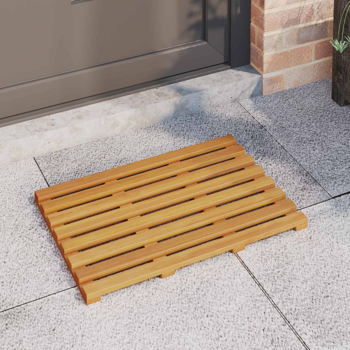 VidaXL tapis de bain uni marron 100 x 53 cm bois