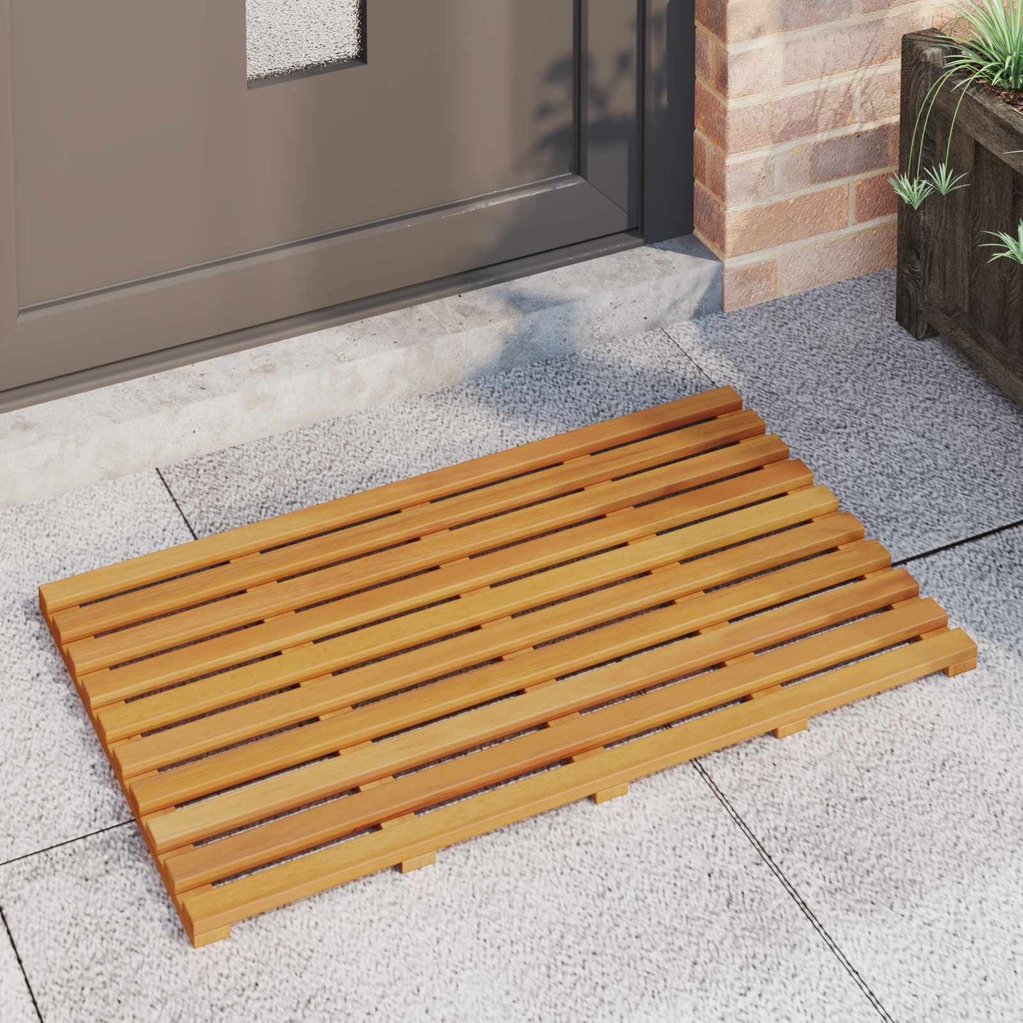VidaXL tapis de bain uni marron 100 x 53 cm bois