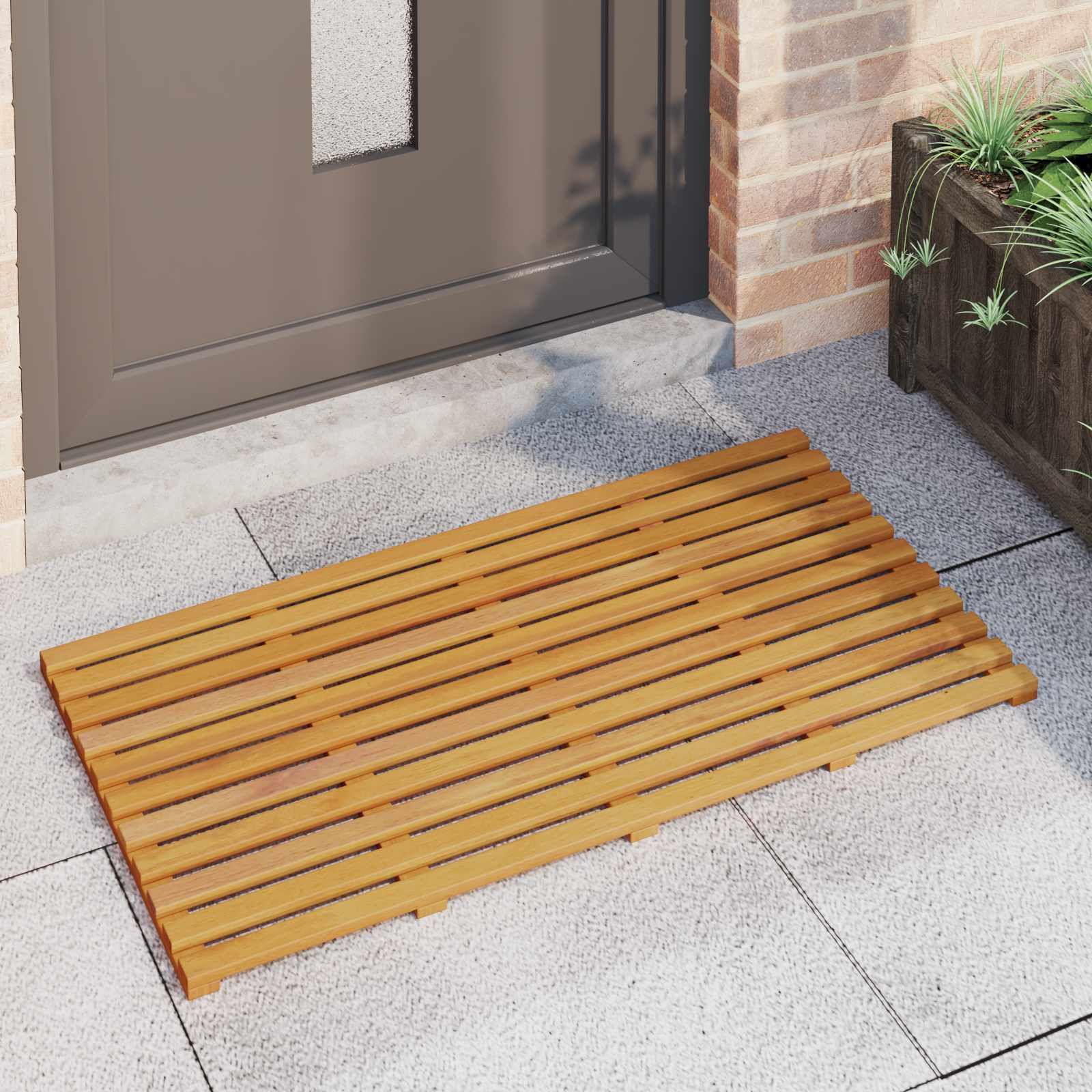VidaXL tapis de bain uni marron 100 x 53 cm bois