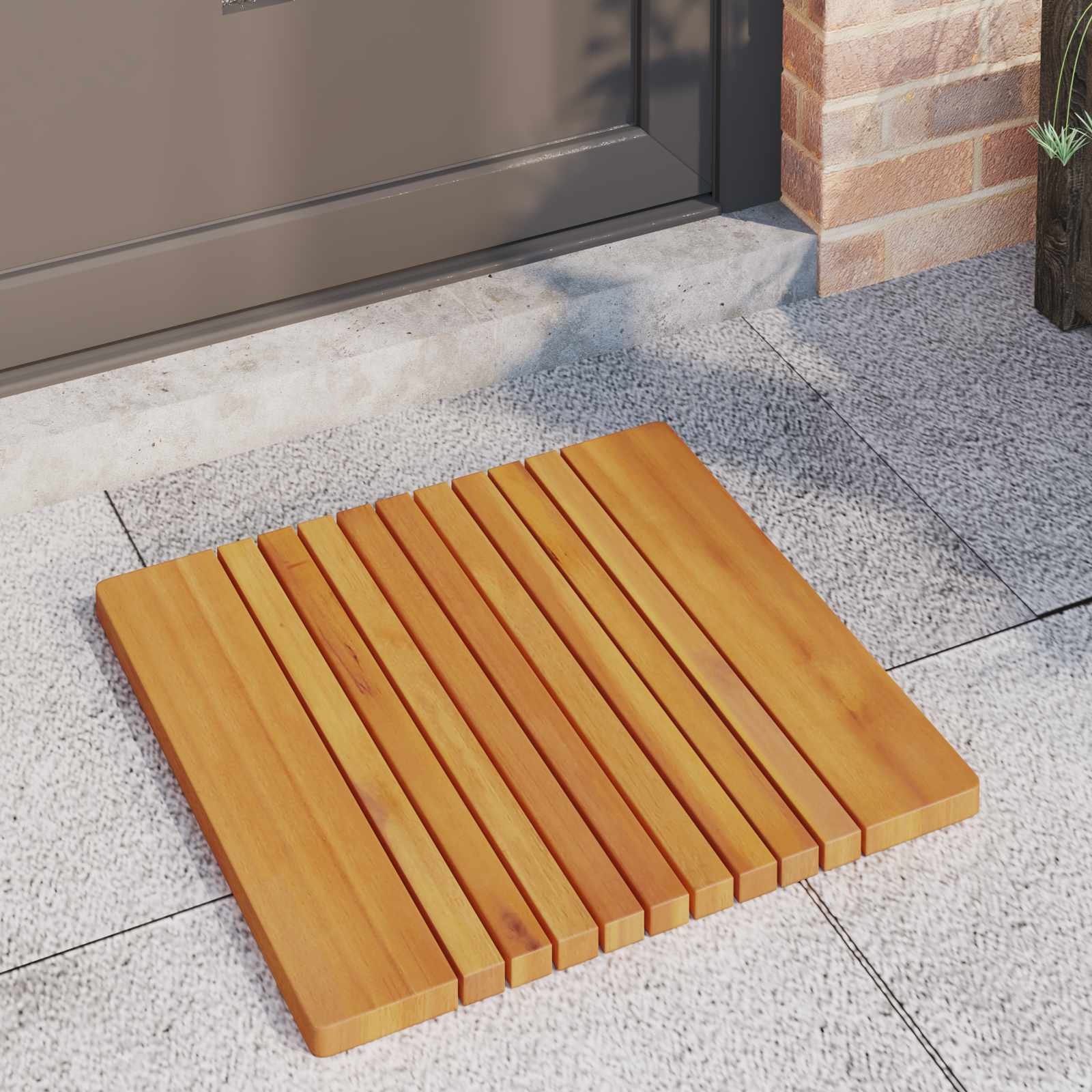 Vidaxxl tapis de bain uni marron 59 x 40 cm bois