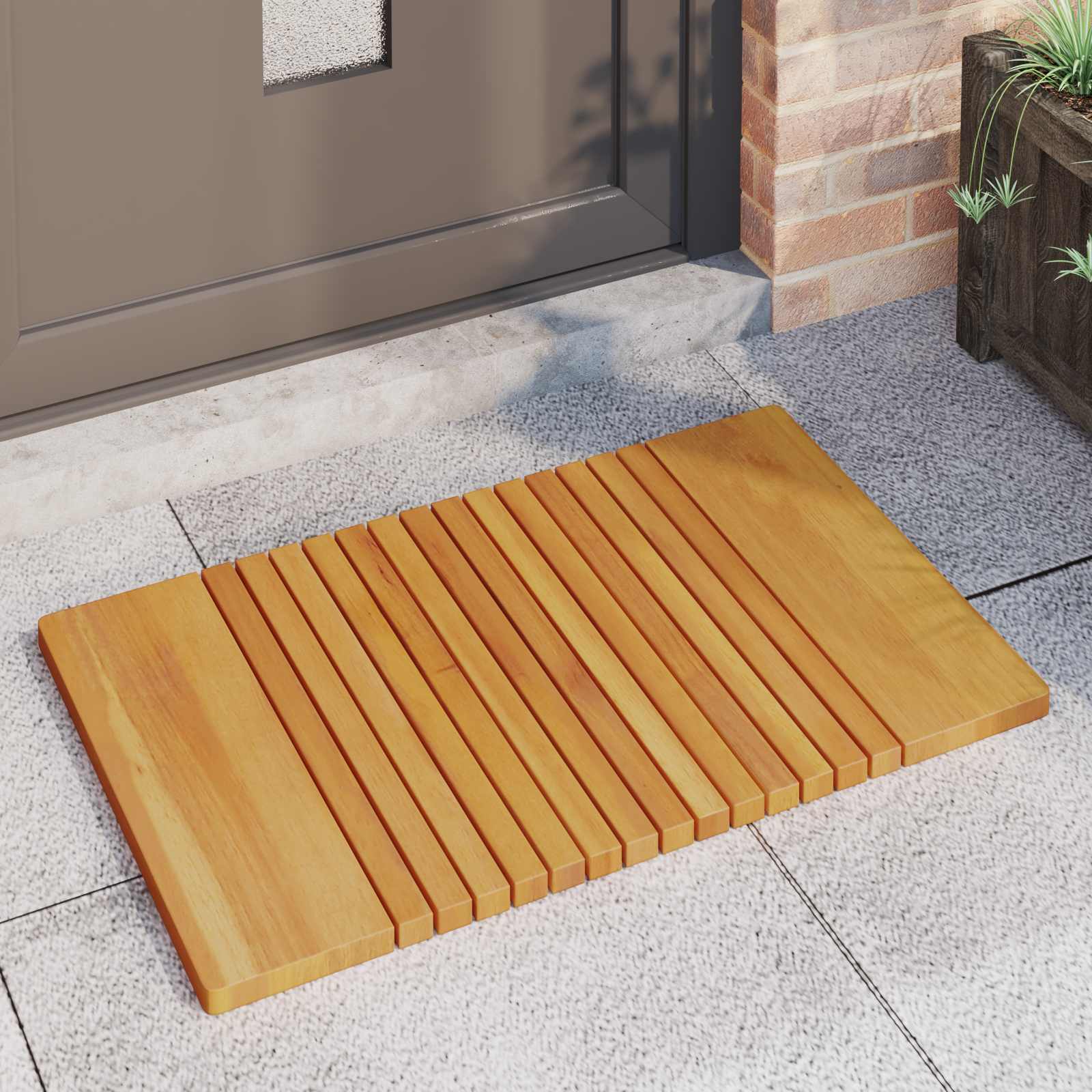 Vidaxxl tapis de bain uni marron 59 x 40 cm bois