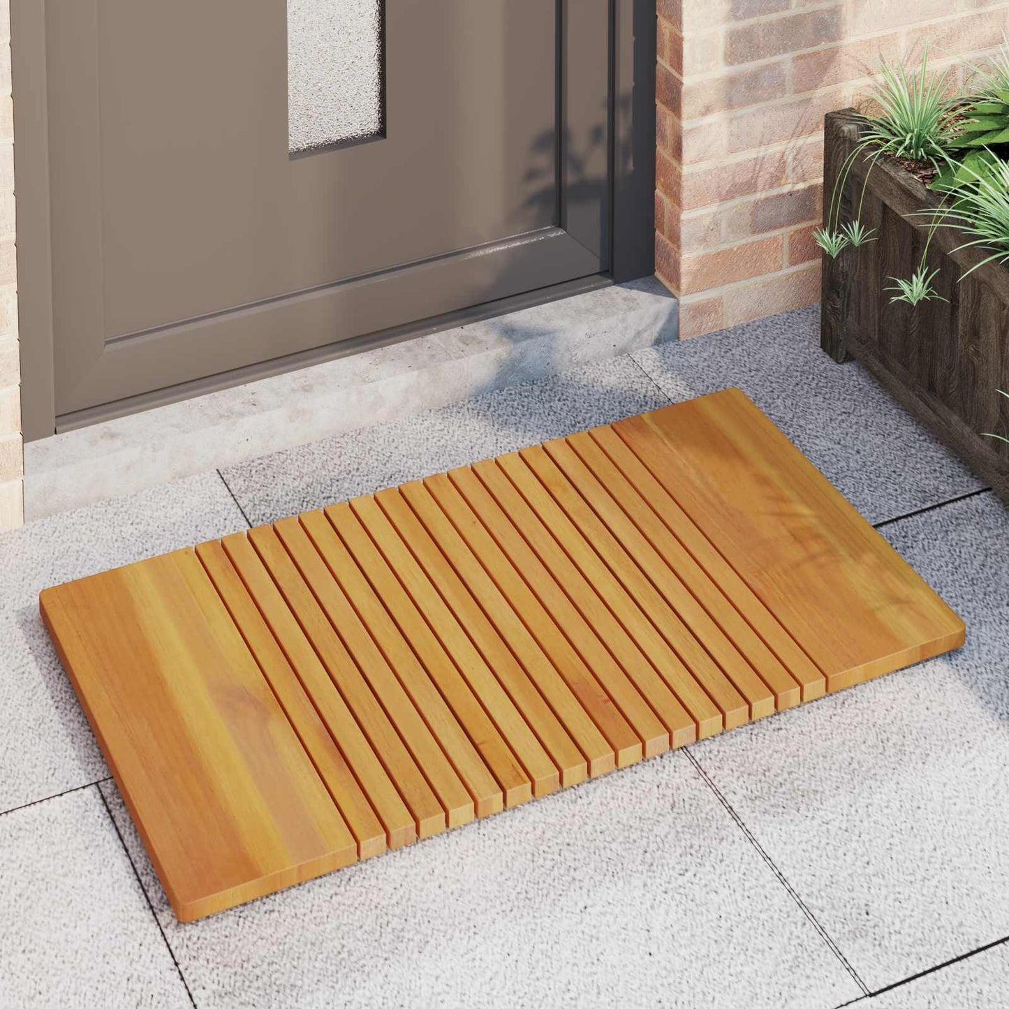 Vidaxxl tapis de bain uni marron 100 x 55 cm bois