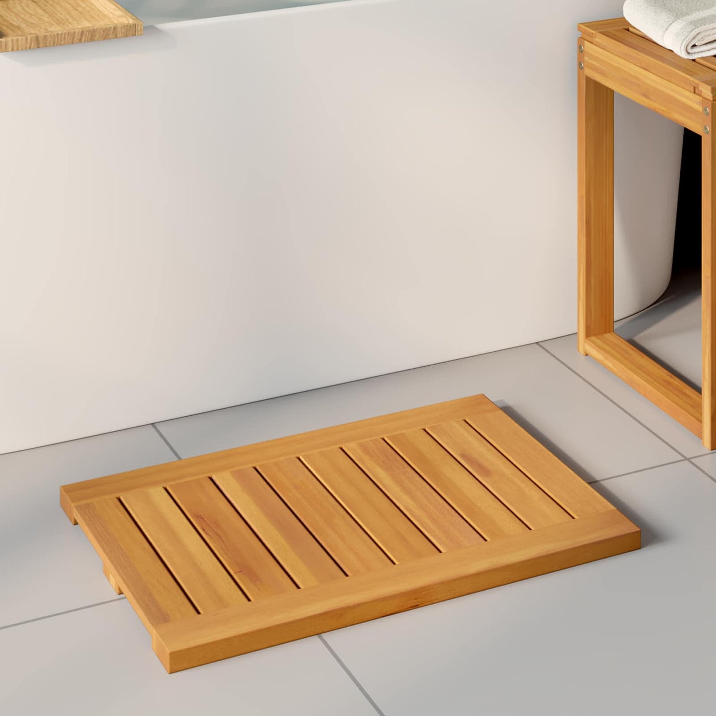 Vidaxxl tapis de bain uni marron 60 x 40 cm bois