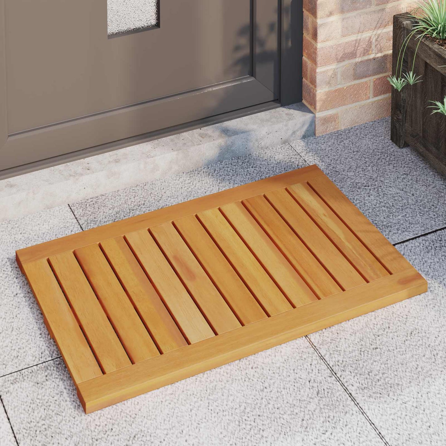 VidaXL tapis de bain uni marron 80 x 50 cm bois