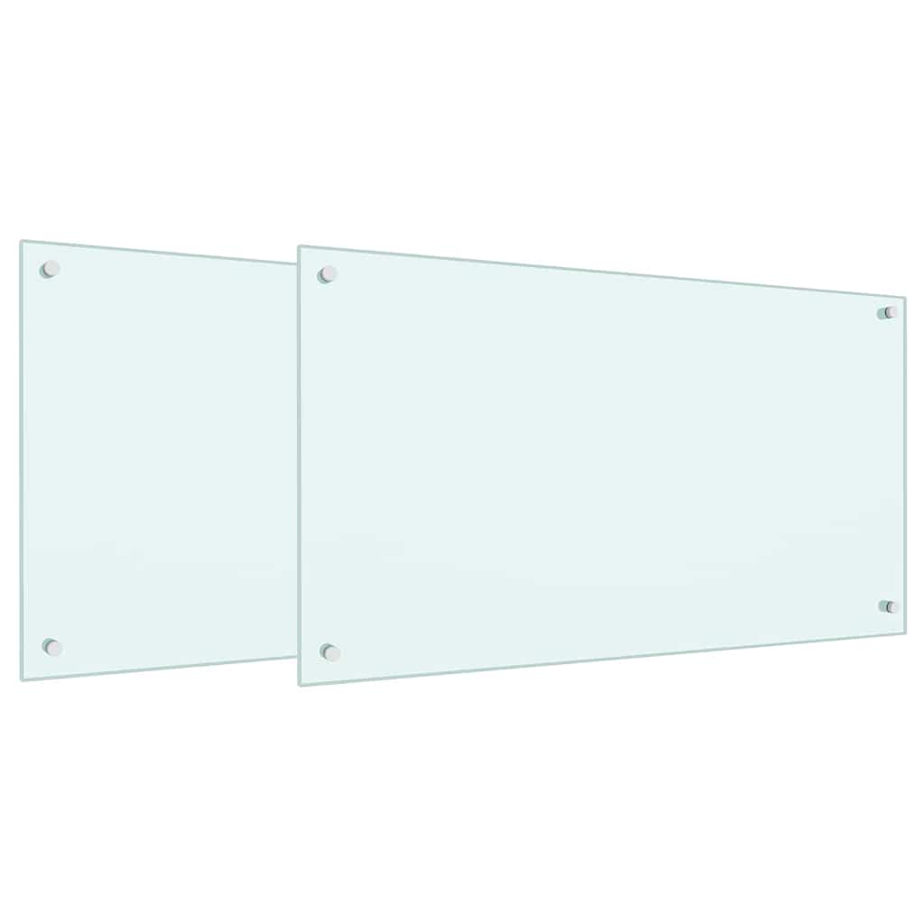 Vidaxxl crédence de cuisine 2 pcs blanc 90 x 50 cm verre trempé