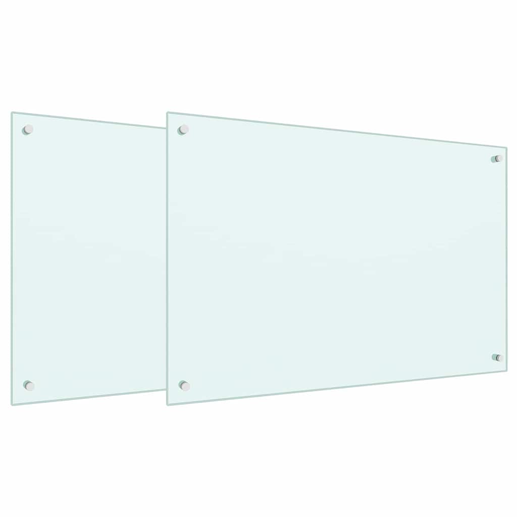 Vidaxxl crédence de cuisine 2 pcs blanc 90 x 60 cm verre trempé