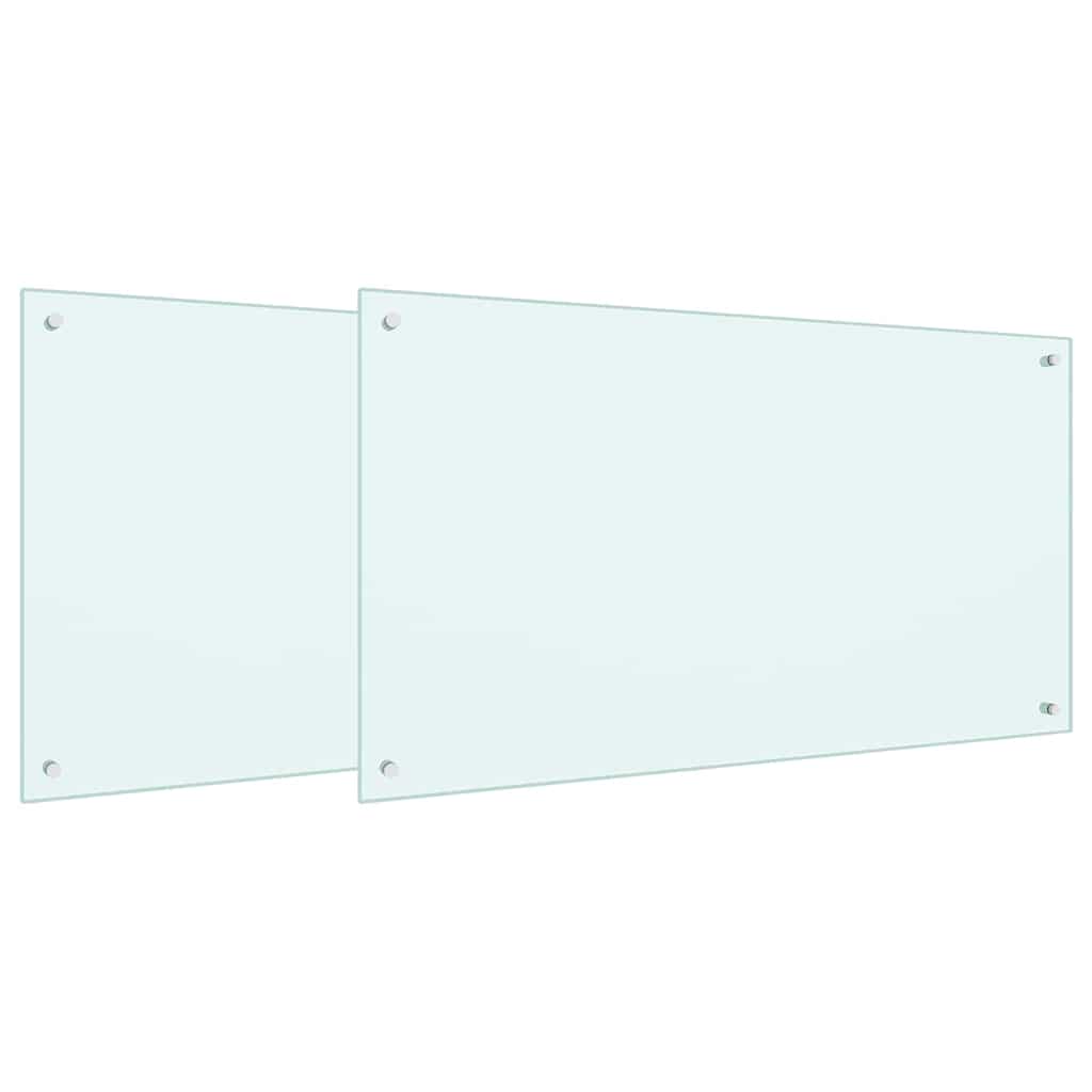 VidaXL crédence de cuisine 2 pcs blanc 100 x 60 cm verre trempé