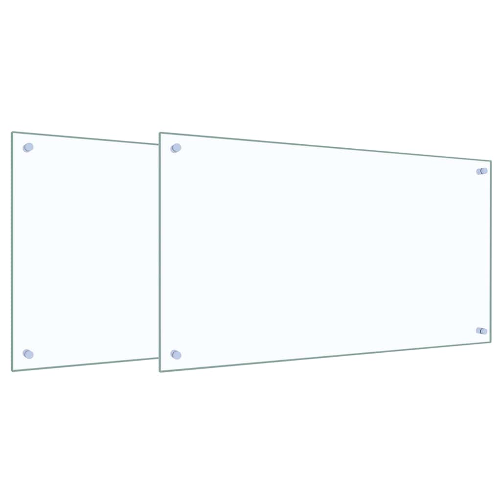 Vidaxxl crédence de cuisine 2 pcs transparent 90 x 50 cm verre trempé