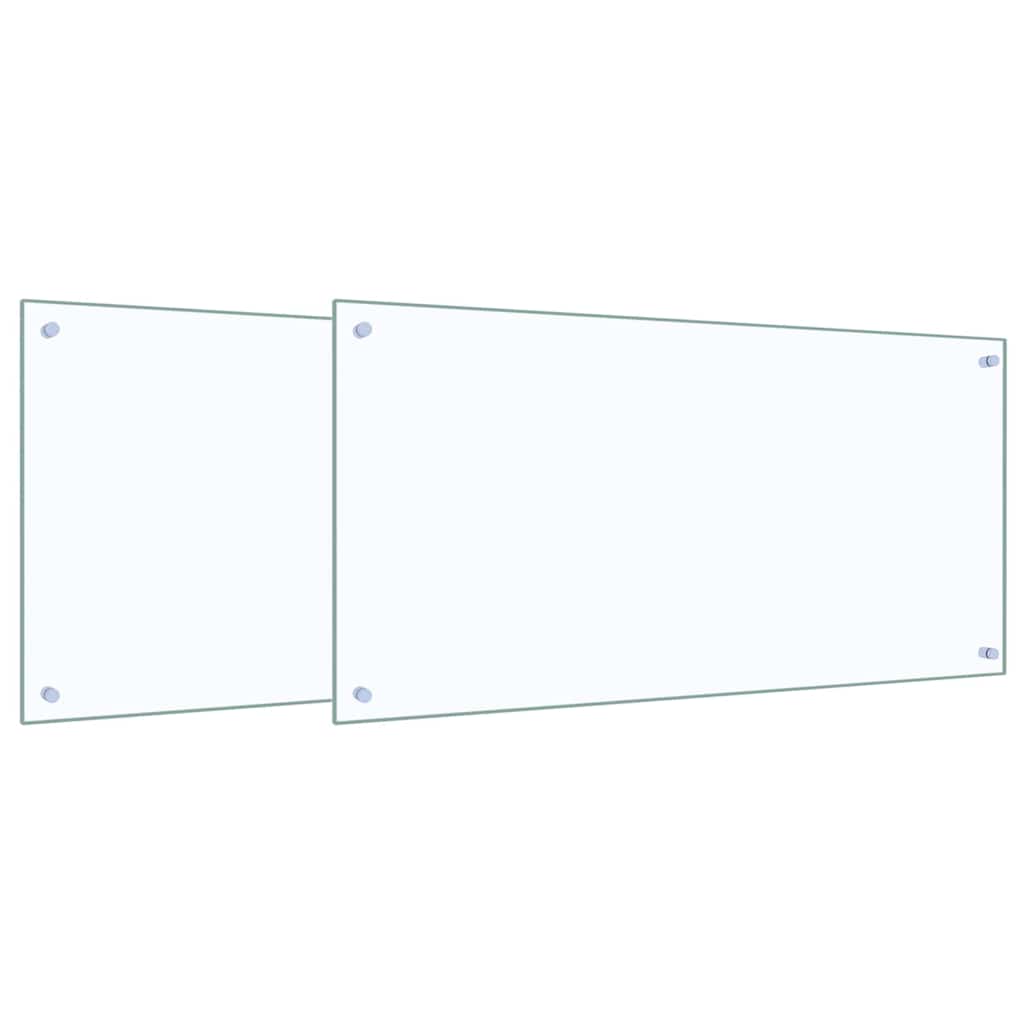 Vidaxxl crédence de cuisine 2 pcs transparent 100 x 50 cm verre trempé