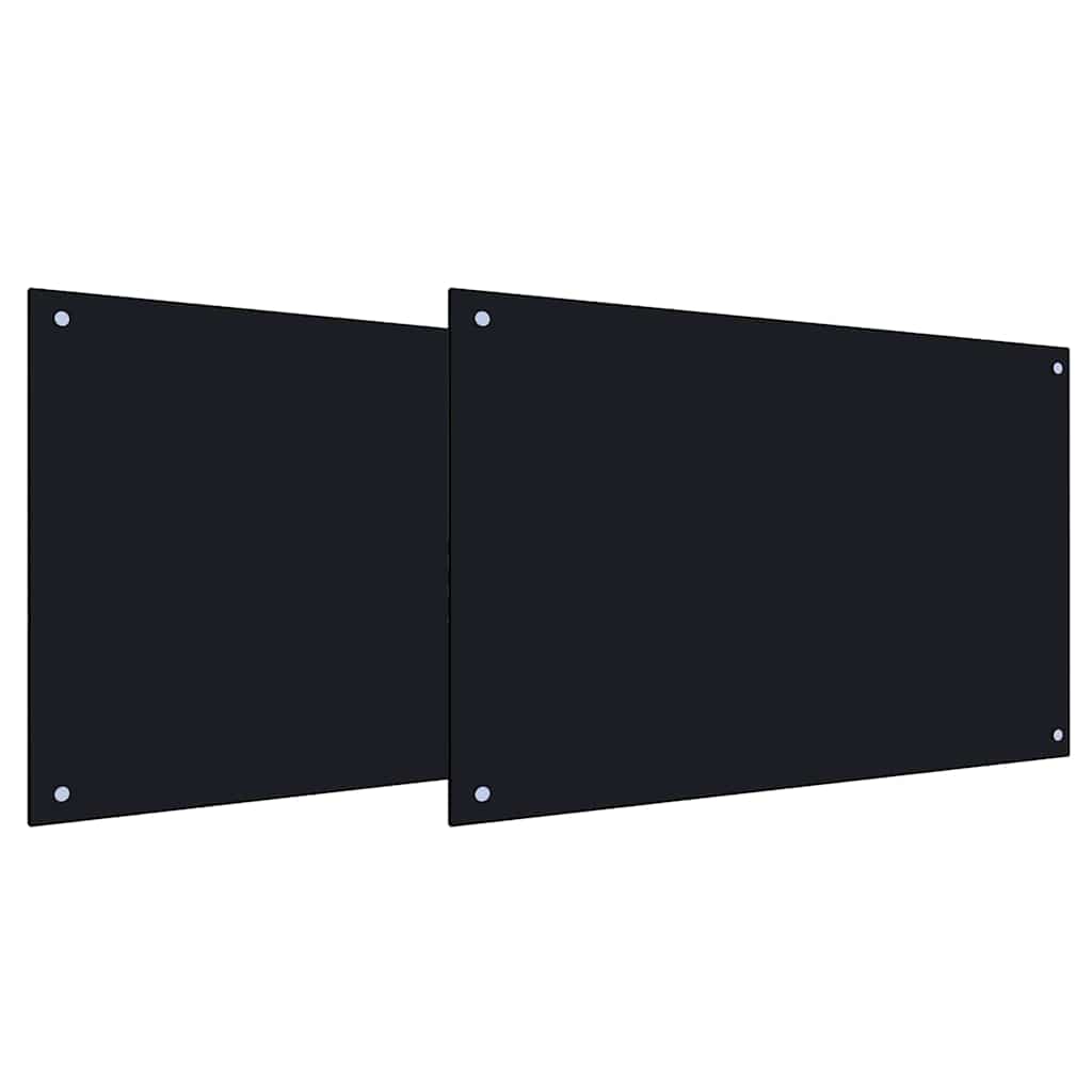 Vidaxxl crédence de cuisine 2 pcs noir 90 x 50 cm verre trempé