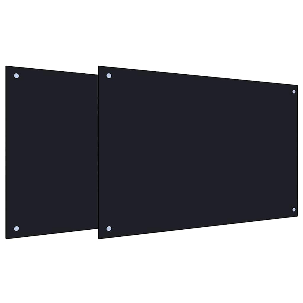 Vidaxxl crédence de cuisine 2 pcs noir 90 x 60 cm verre trempé