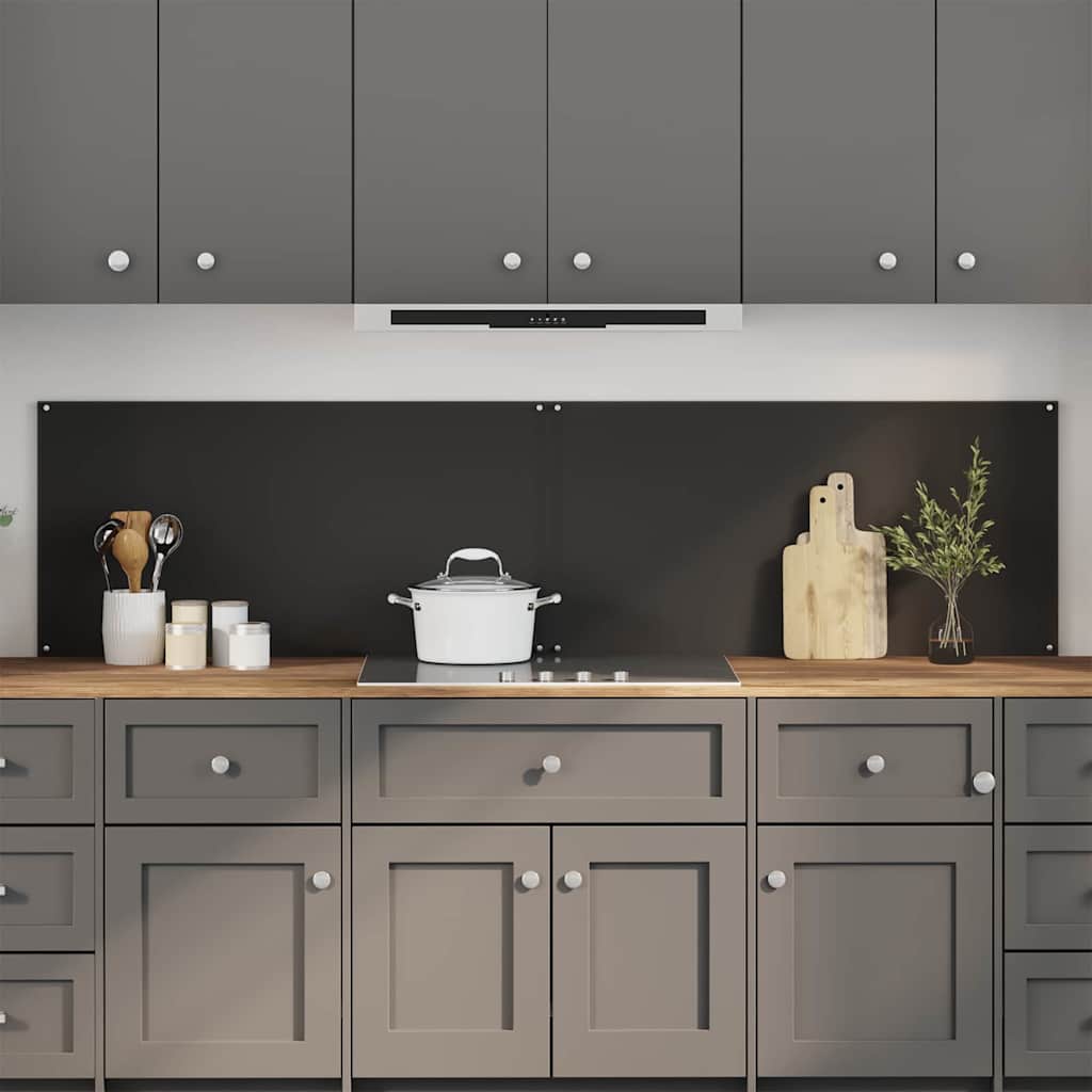 Vidaxxl crédence de cuisine 2 pcs noir 100 x 50 cm verre trempé