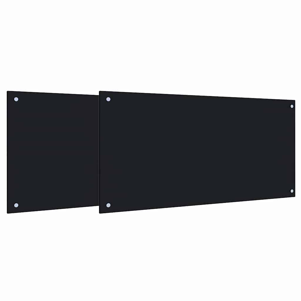 Vidaxxl crédence de cuisine 2 pcs noir 100 x 50 cm verre trempé