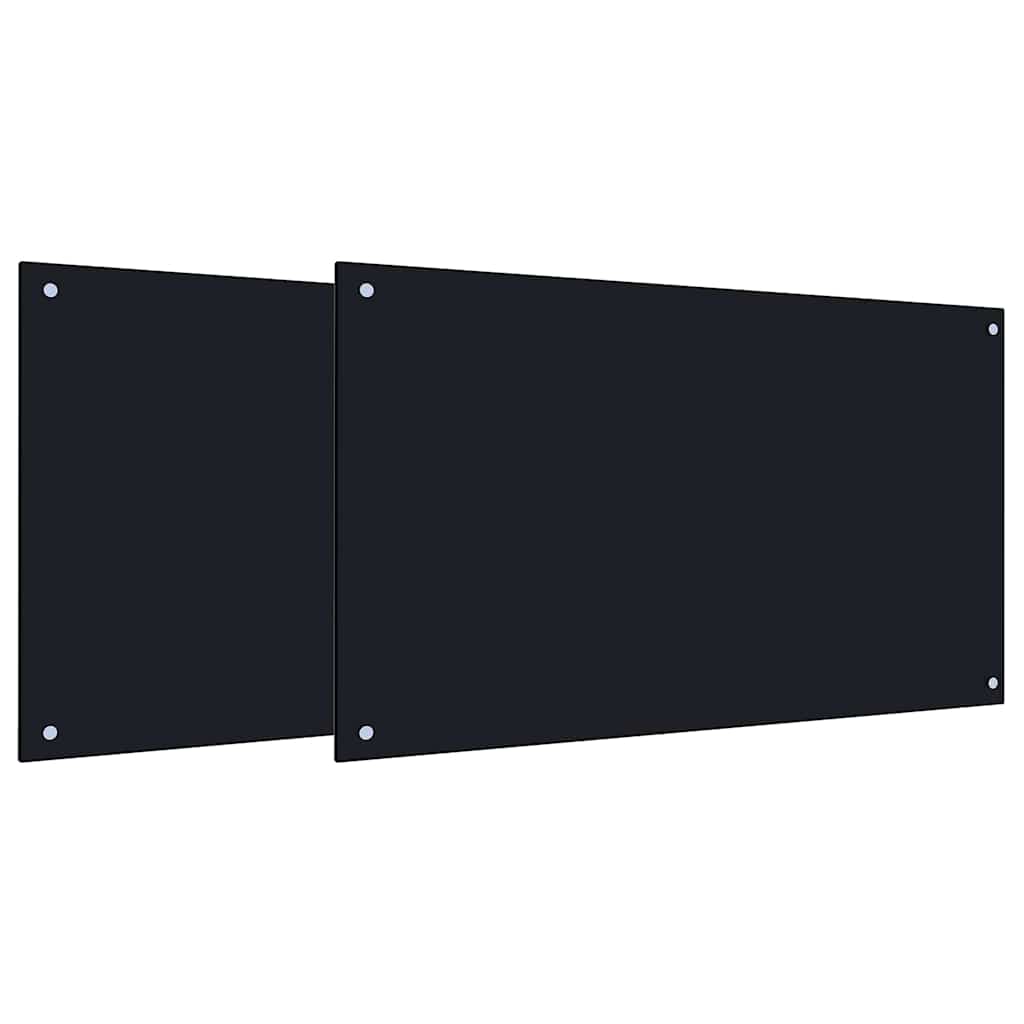 Vidaxxl crédence de cuisine 2 pcs noir 100 x 60 cm verre trempé